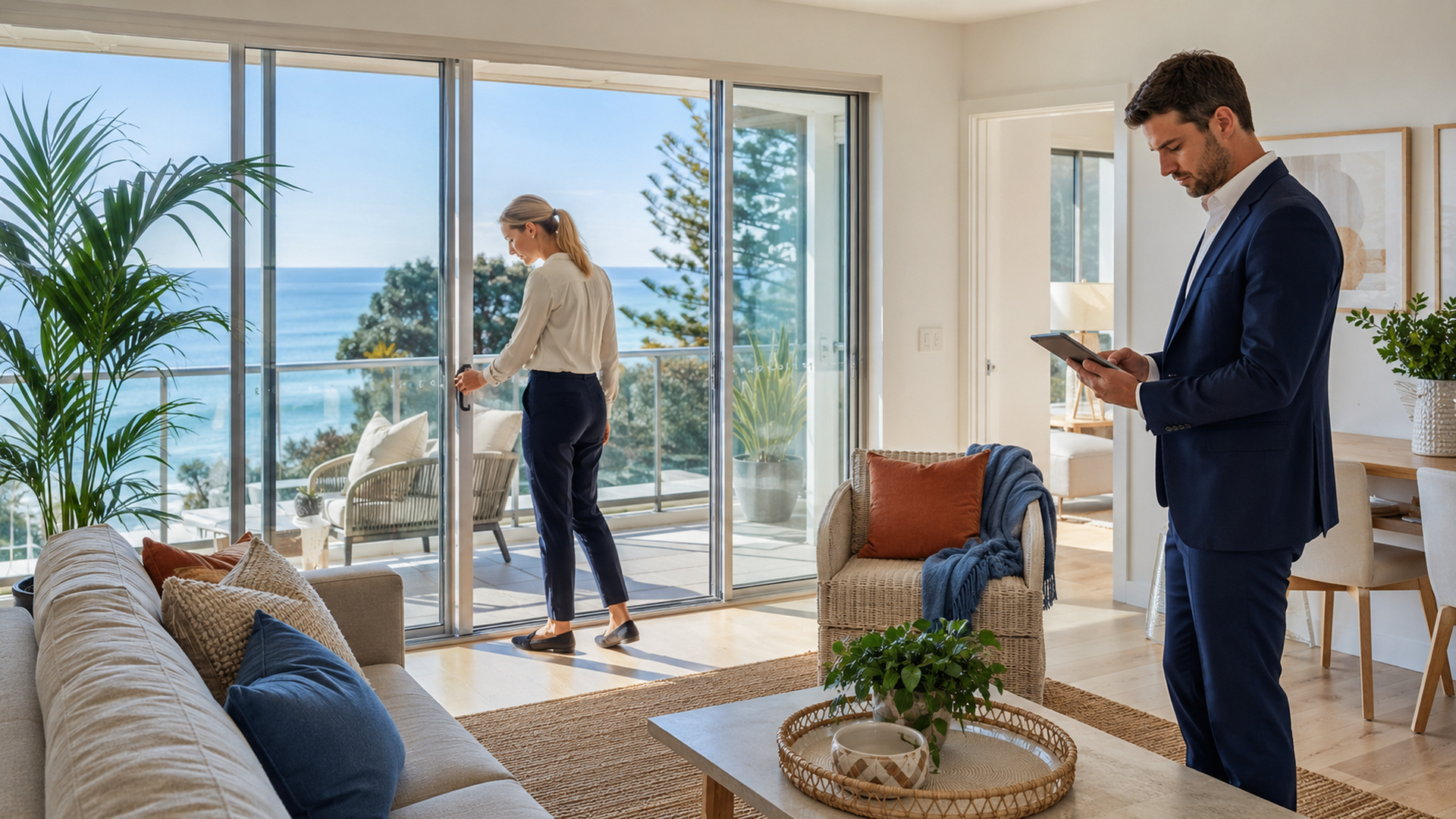 A light-filled luxury apartment overlooking the coast